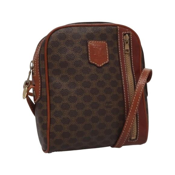 Pre Loved Celine Vintage Monogram Crossbody Bag Women Brown Shoulder Bags - Picture 1 of 8